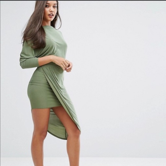 Club L Slashed Neck Midi Dress w/Wrap Skirt - Picture 2 of 5